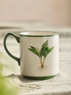 NEW Anthropologie by Terrain Spring Botanical Stoneware Mug Lily of the Valley